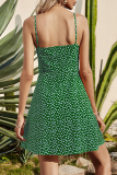 Fashion Elegant Print Frenulum Stringy Selvedge V Neck A Line Dresses