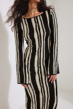 Casual Animal Print Contrast O Neck A Line Dresses