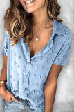 Fashion Elegant Solid Patchwork Turndown Collar Tops