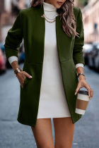Casual Solid Patchwork Cardigan Collar Outerwear
