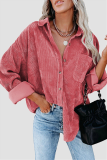 Casual Street Solid Buckle Turndown Collar Tops