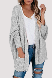 Casual Solid Pocket V Neck Tops Sweater
