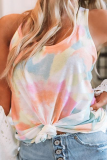 Casual Gradual Change Tie Dye Pullovers Basic O Neck Tops