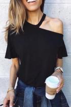 Elegant Solid Asymmetrical Halter T-Shirts