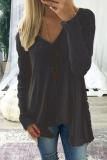 Casual Solid Patchwork V Neck Tops
