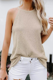 Casual Solid Split Joint Halter Tops