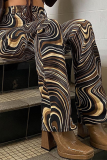 Fashion Street Print Basic Straight Wide Leg Full Print Bottoms