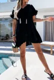 Fashion Sweet Solid Tassel Split Joint Flounce V Neck A Line Dresses