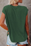Fashion Street Solid Split Joint O Neck T-Shirts