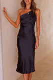 Fashion Celebrities Solid Split Joint Spaghetti Strap A Line Dresses
