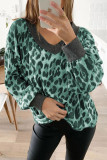 Fashion Street Leopard Patchwork V Neck Tops