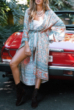 Casual Print Patchwork Cardigan Collar Outerwear