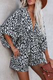 Fashion Elegant Striped Print Strap Design V Neck Loose Rompers