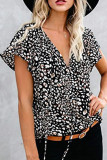 Fashion Casual Print Split Joint V Neck Tops