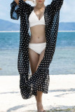 Fashion Vacation Dot Split Joint Swimwears Cover Up