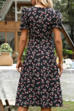 Fashion Elegant Floral Split Joint Slit V Neck A Line Dresses
