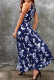 Bohemian Elegant Print Floral Frenulum Halter A Line Dresses