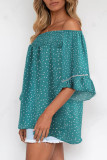 Fashion Street Print Split Joint Off the Shoulder Tops