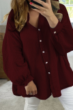 Casual Solid Patchwork Turndown Collar Tops