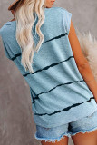 Fashion Street Striped Split Joint O Neck T-Shirts