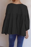 Casual Solid Split Joint V Neck Tops