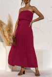 Fashion Casual Solid Split Joint Strapless A Line Dresses