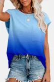 Casual Street Gradual Change Split Joint Pocket O Neck T-Shirts