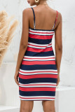 Fashion Casual Striped Split Joint Spaghetti Strap A Line Dresses