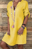 Casual Print Split Joint V Neck A Line Dresses