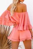 Fashion Casual Solid Patchwork Off the Shoulder Loose Rompers