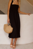Casual Solid Patchwork Halter Waist Skirt Dresses