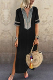 Fashion Celebrities Print Patchwork V Neck Printed Dress Dresses