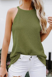 Casual Solid Split Joint Halter Tops