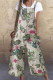 Casual Print Pocket Buttons Capris Square Collar Loose Jumpsuits