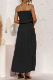 Fashion Casual Solid Split Joint Strapless A Line Dresses