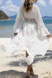 Fashion Vacation Dot Split Joint Swimwears Cover Up