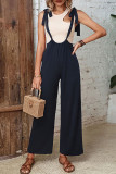 Daily Simplicity Solid Bandage Loose Jumpsuits