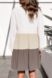 Casual Patchwork Contrast O Neck Cake Skirt Dresses