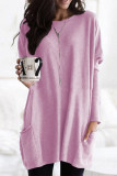 Casual Solid Patchwork Pocket V Neck Tops(4 Colors)