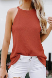 Casual Solid Split Joint Halter Tops