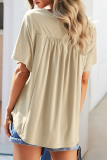 Casual Solid Buckle Fold O Neck T-Shirts