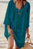 Fashion Vacation Solid Frenulum Swimwears Cover Up