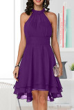 Fashion Street Solid Split Joint Halter A Line Dresses