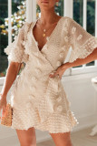 Fashion Sexy Solid Split Joint V Neck A Line Dresses