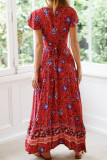 Fashion Bohemian Print V Neck Printed Dresses
