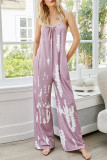 Fashion Casual Print O Neck Loose Jumpsuits