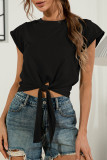 Fashion Sweet Solid Frenulum O Neck T-Shirts