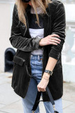 Fashion Solid Solid Color Turn-back Collar Outerwear
