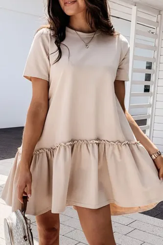 Fashion Casual Solid Patchwork O Neck Princess Dresses