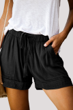 Street Solid Draw String Straight High Waist Straight Solid Color Bottoms